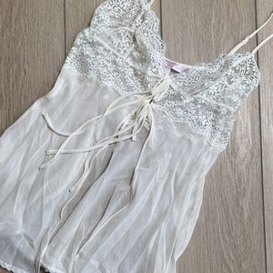 Victorias Secret Baby Doll Lace Mesh Camisole Top Size S|Bridal White Sexy
